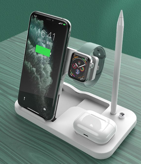 Mobile phone holder watch headset wireless charger