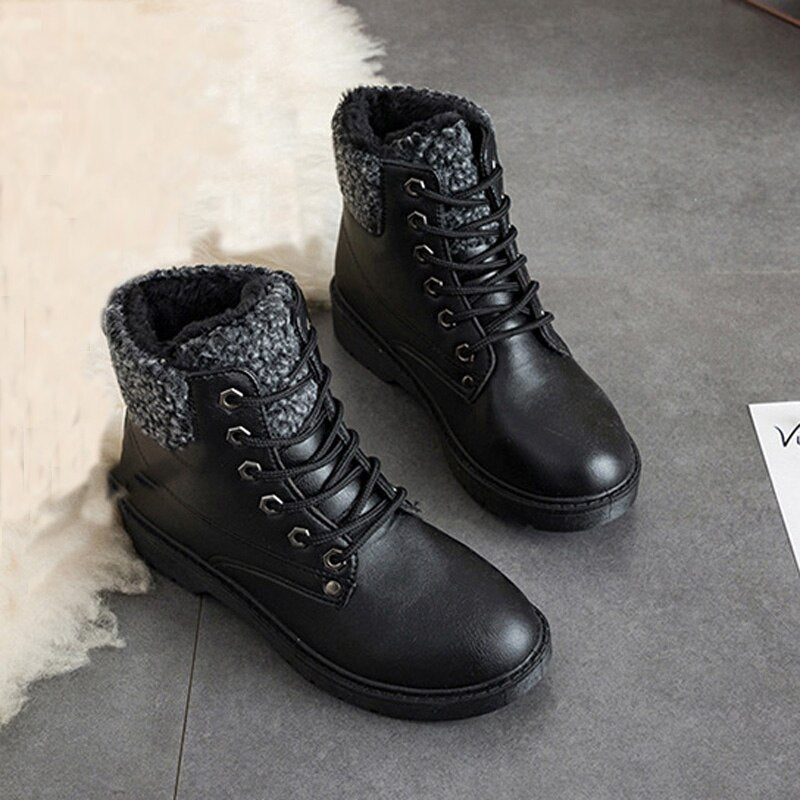 Thermal cotton shoes lace up snow boots