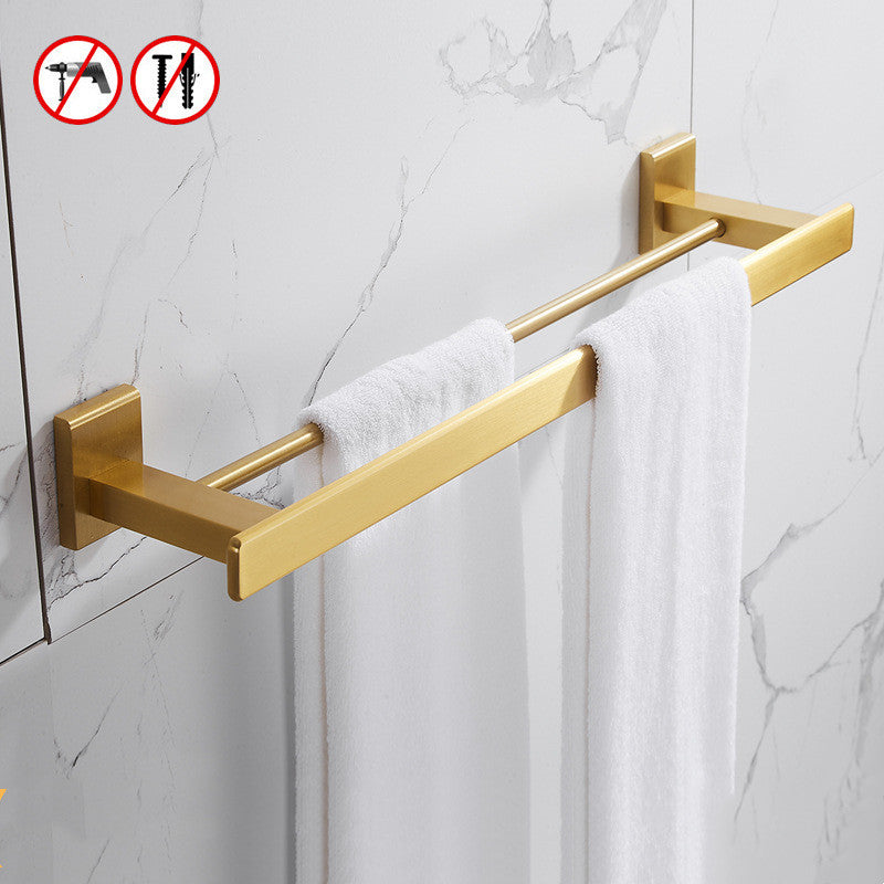 Punch-free European-style Golden Towel Rack Bathroom Shelf