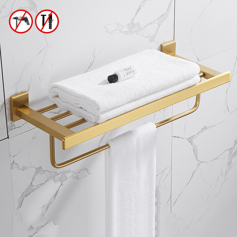 Punch-free European-style Golden Towel Rack Bathroom Shelf