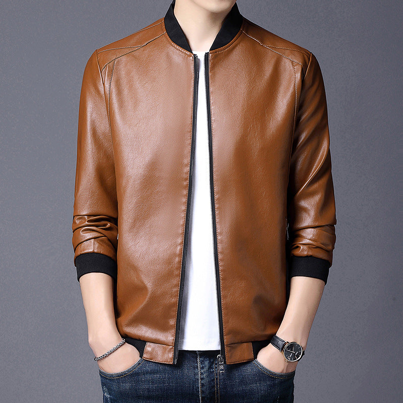 Stand-Up Collar Casual  Leather