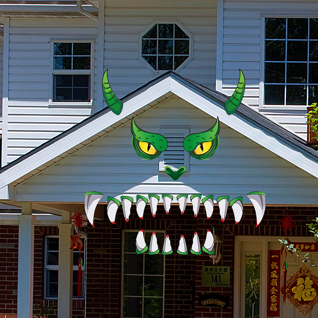 Creative Halloween Plastic Eyes Halloween Decoration Green Monster Halloween Door Sticker Decoration