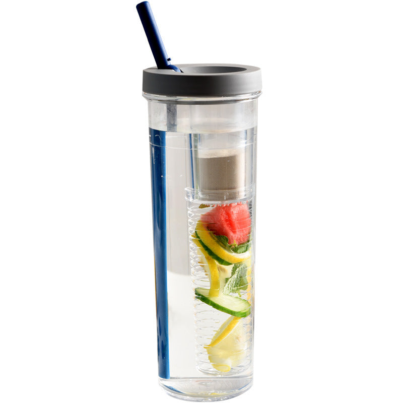 Water Bottle Portable Fruit Infuser Water bottle Sports Lemon Juice Bottle Flip Lid for Kitchen Camping Travel Outdoor