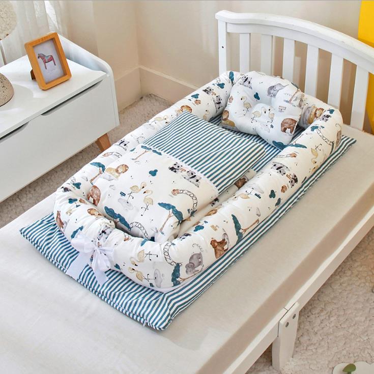 Crib Anti-pressure Newborn Foldable Portable Crib Middle Bed Baby Infant Mattress Bionic Travel Bed