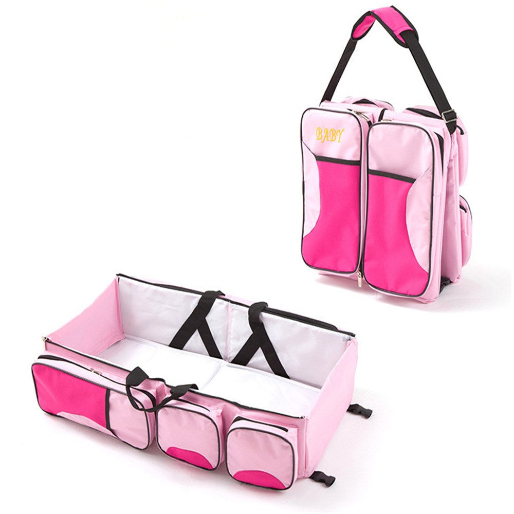 Baby Folding Bed Mommy Bag Portable One-shoulder Mom Bag Multifunctional Large Capacity Portable Outing