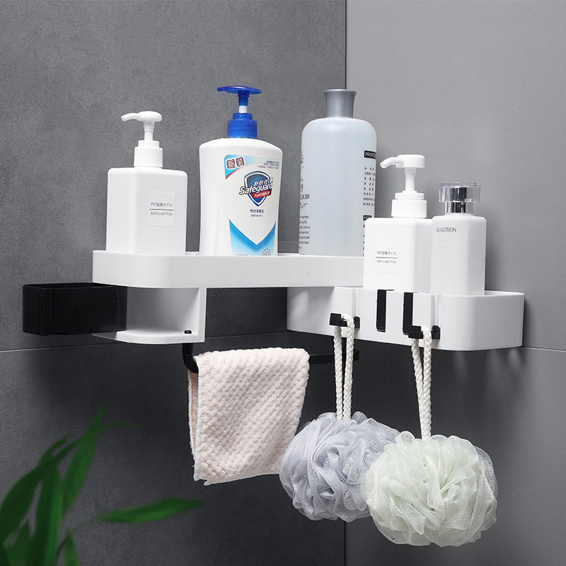 Creative Bathroom Rotatable Drain Rack Wall-Mounted Corner Storage Rack Free Perforation Kitchen Spice Bottle Organizer