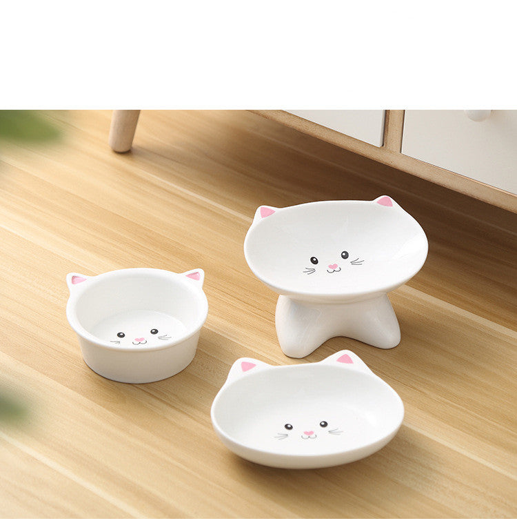 Ceramic Small Cat Face Shape Pet Food Bowl Cat Bowl Dog Bowl Universal And Easy To Clean