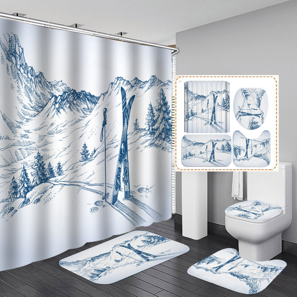 Digital Printing Waterproof Polyester Bathroom Shower Curtain