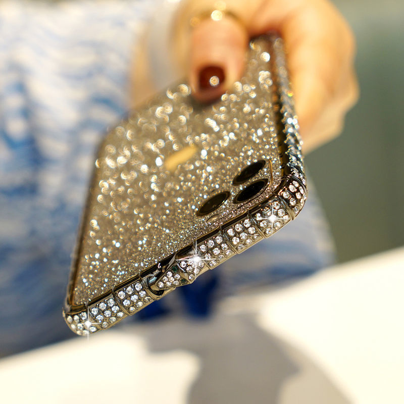 Women's Mobile Phone Case With Diamonds And Diamond Frame Luxury Glitter Case
