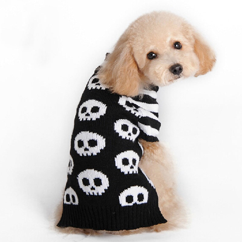 Skull Dog Halloween Sweater Pet Supplies