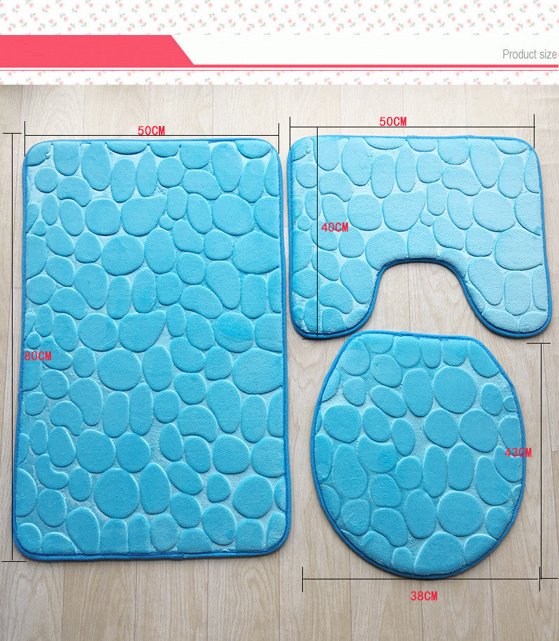 Pebble flannel embossed bathroom three-piece mat