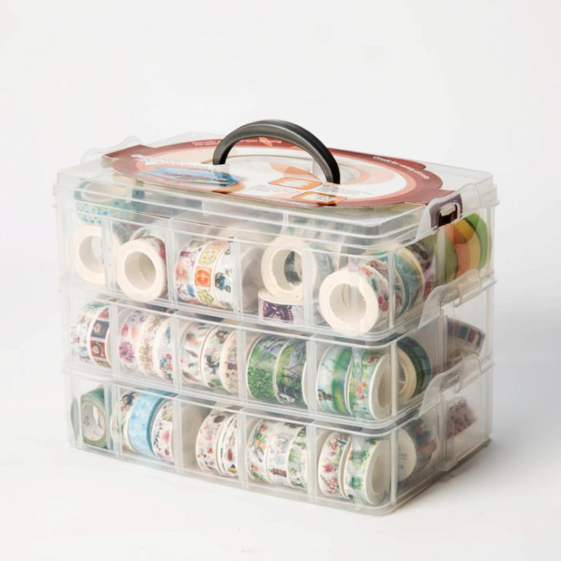 Three-layer transparent plastic storage box