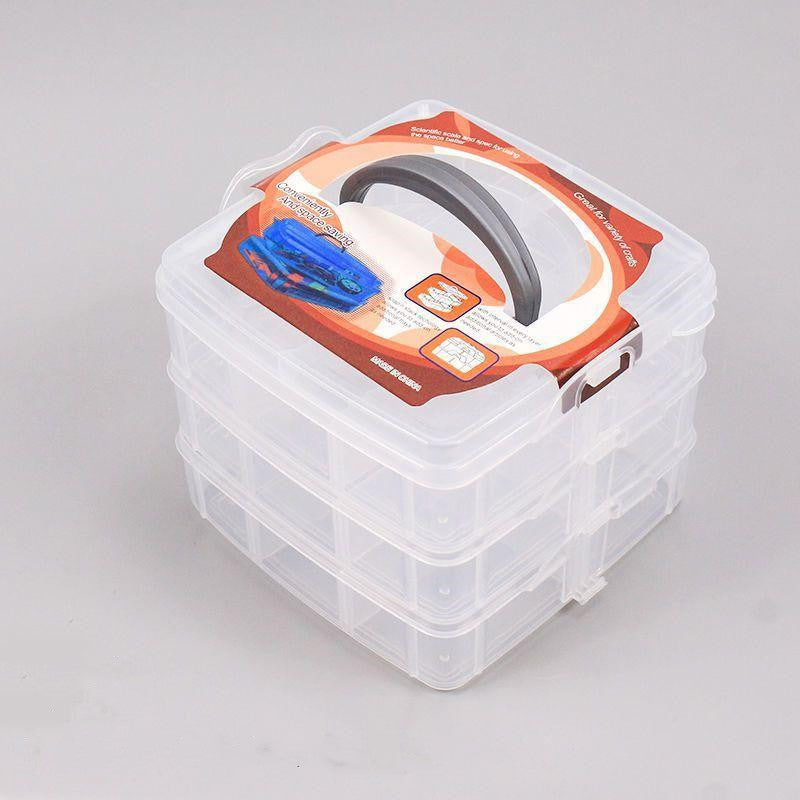 Three-layer transparent plastic storage box