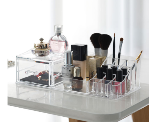 Transparent cosmetic storage box