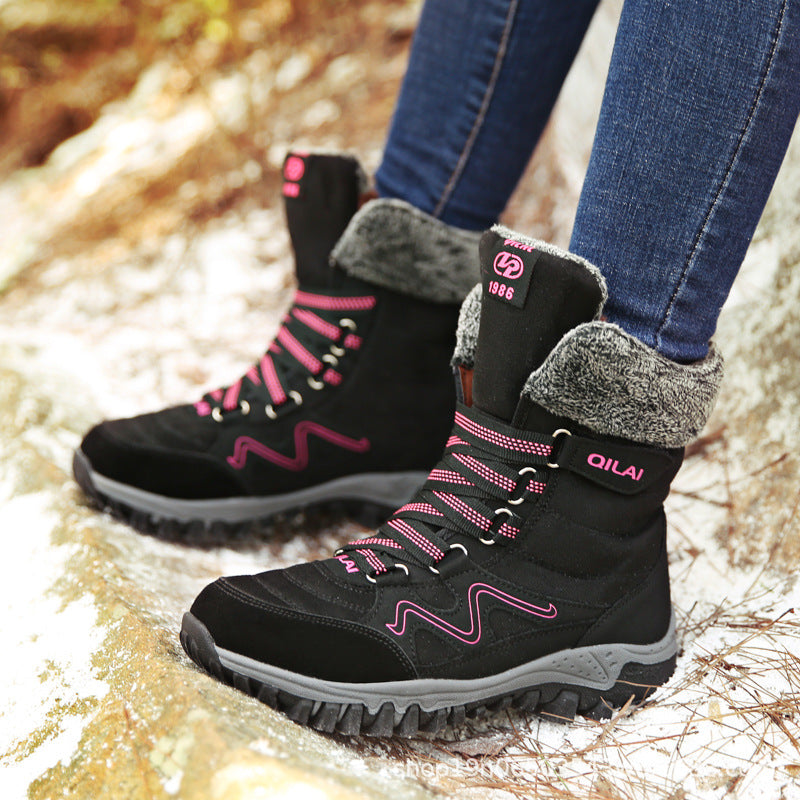 Women Boots Winter Shoes Woman Snow Boots Mother Warm Shoes Lace Up