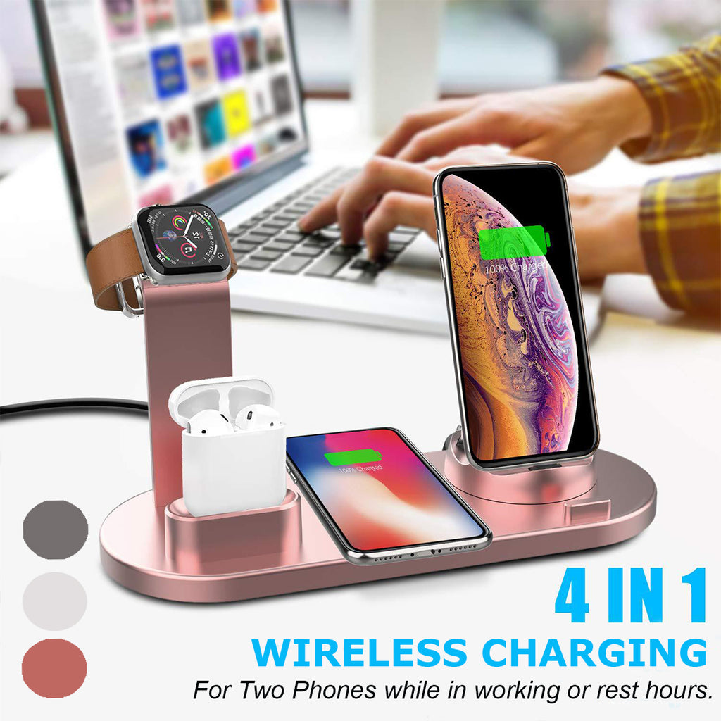 Mobile Phone Watch Headset Three-in-one Wireless Charging Stand Base. Plastic different colors base multichanger.  Mobile Phone Watch Headset Three-in-one Wireless Charging Stand Base