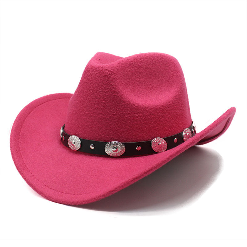 Unisex Minority Style Woolen Western Cowboy Hats.