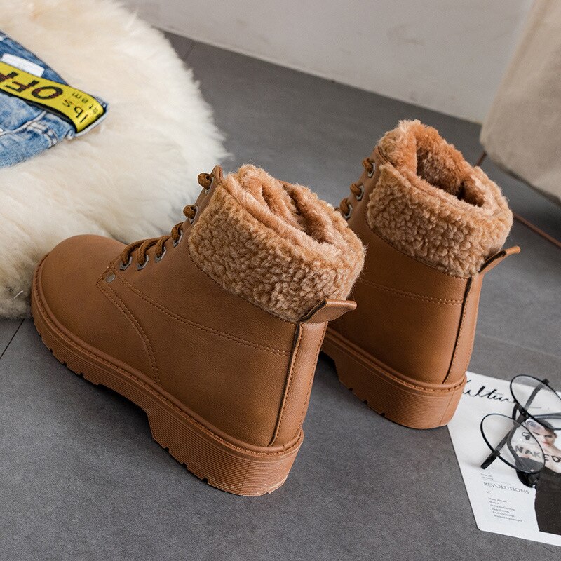 Thermal cotton shoes lace up snow boots