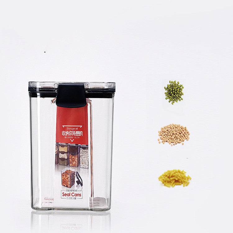 Plastic Transparent Kitchen Square Sealed Jar Household Grain Storage Box