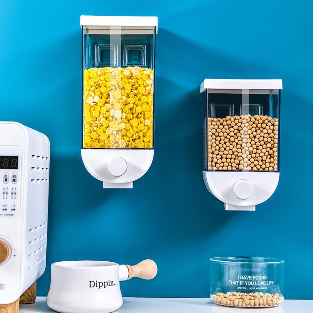 Kitchen Food Storage Easy Press Container Cereal Dispenser Wall Mounted Food Storage Box