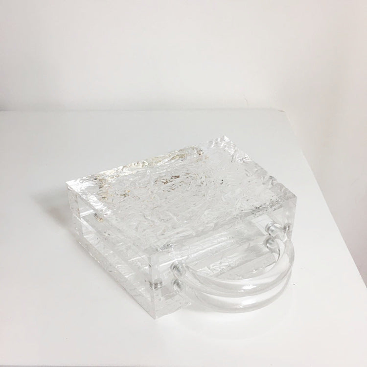 Transparent acrylic ice cracked box bag