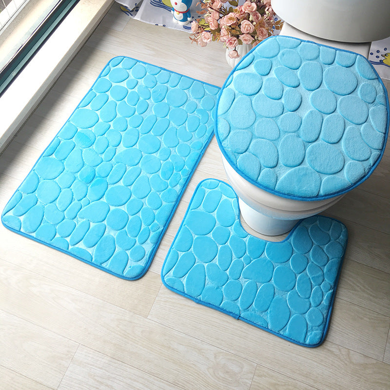 Pebble flannel embossed bathroom three-piece mat