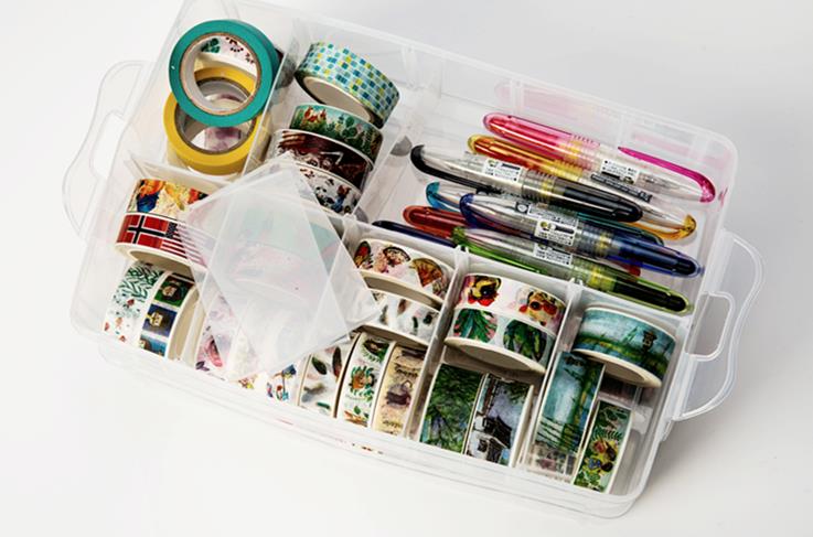 Three-layer transparent plastic storage box