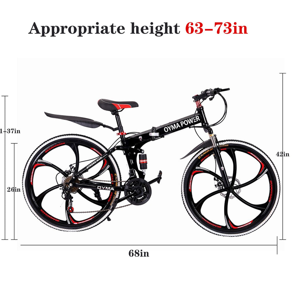 Outroad Mountain Bike  21 Speed 26in Folding Bike Double Disc Brake  Bicycles