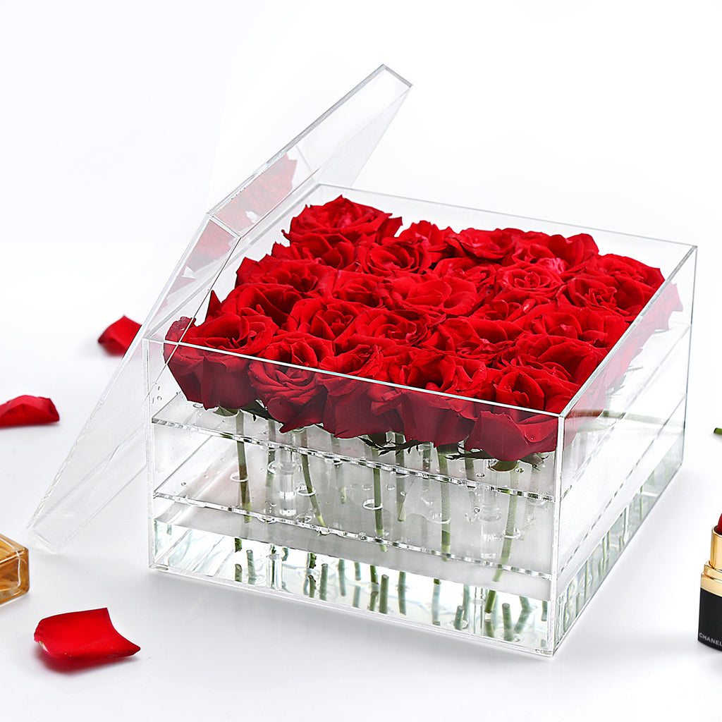 Flower Transparent Square Storage Box Display Box