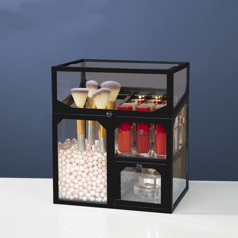 Transparent net red glass cosmetic storage box