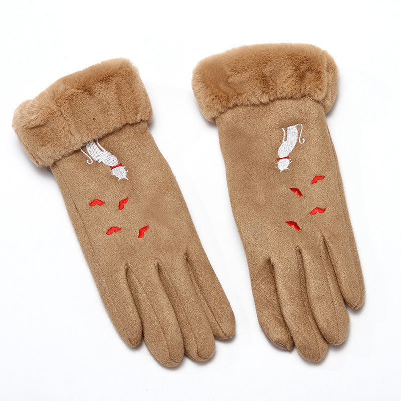 Women Casual winter soft suede Gloves with trendy art and unique look.