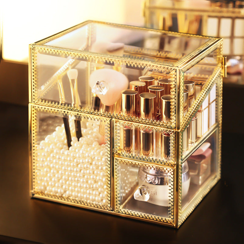 Transparent net red glass cosmetic storage box