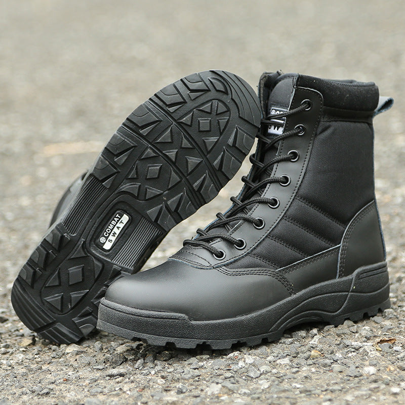 Unisex Combat Boots Tactical Black High-top Outdoor Boots. trendy practical design.