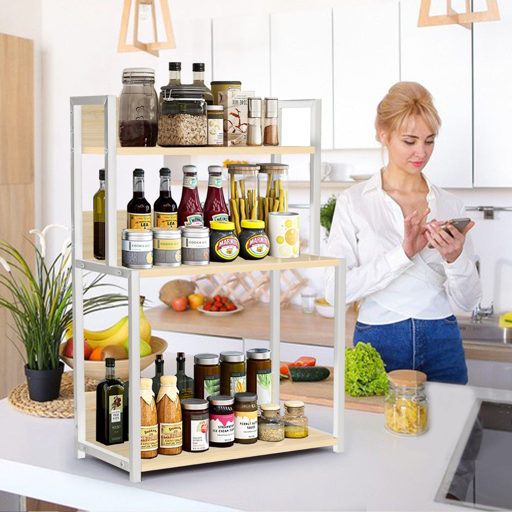 Three-Storey Condiment Rack with Multiple Uses for Kitchen Equipment.