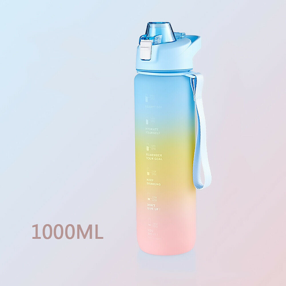 Large-Capacity Water Cup With Bouncing Lid, Time Scale Reminder, Frosted Leak-Proof Cup, Outdoor Sports Fitness Couple Water