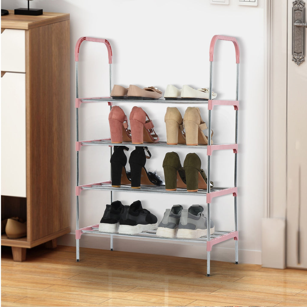 4-Tier Stackable Shoe Rack, Expandable & Adjustable Shoe Organizer Storage Shelf