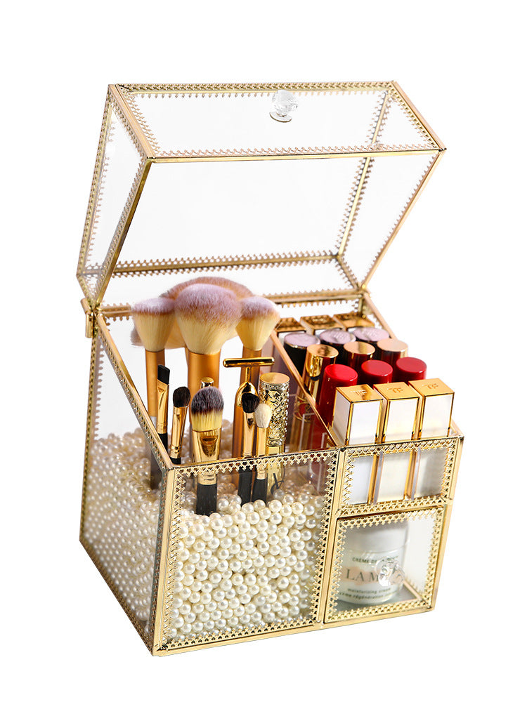 Transparent net red glass cosmetic storage box