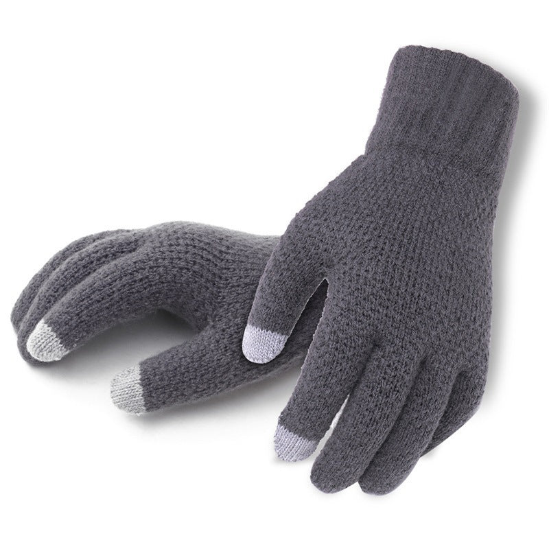 Warm knitted gloves for men in winter