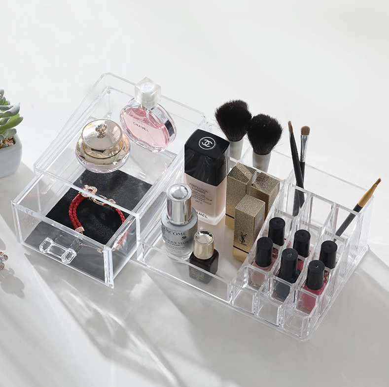 Transparent cosmetic storage box