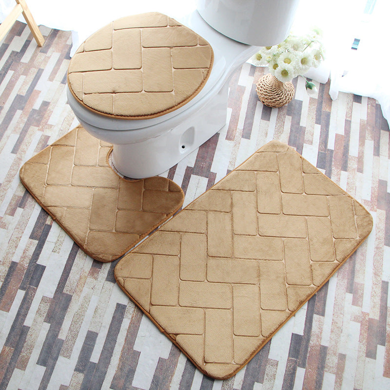 Pebble flannel embossed bathroom three-piece mat