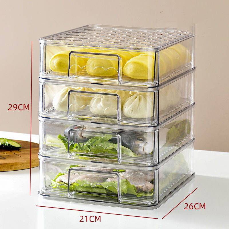 Refrigerator Layered Storage Box Drawer Type Transparent Plastic