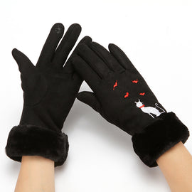 Women Casual winter soft suede Gloves with trendy art and unique look.