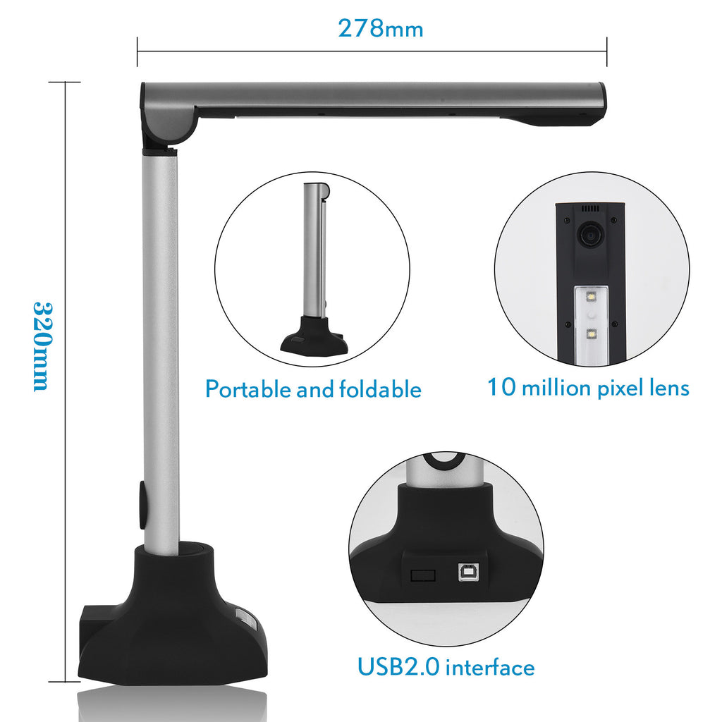 Document Camera Teachers Laptop, USB Portable Scanner Projection Video A4 Format