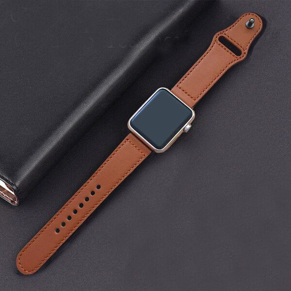 Watch with leather