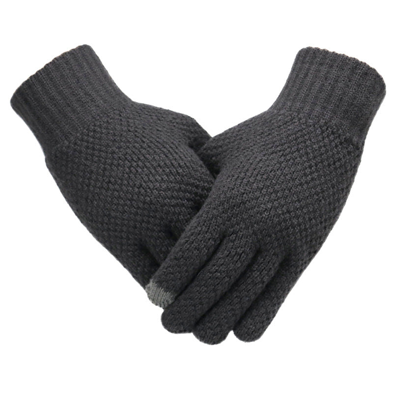 Warm knitted gloves for men in winter