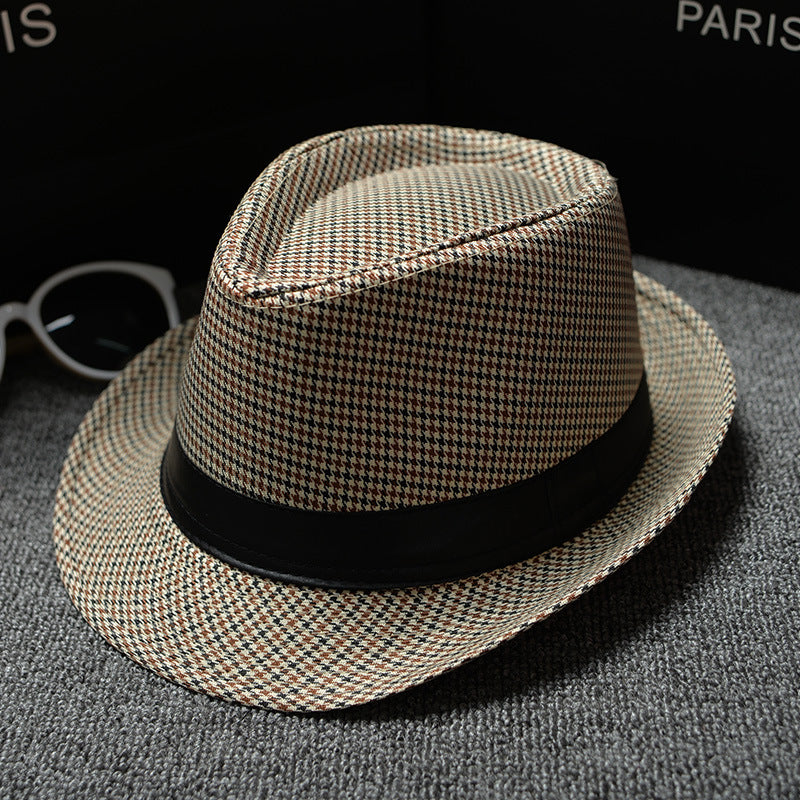 Very nice unique high quality British Houndstooth European and American Sun Hats for Men.