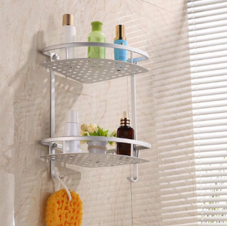 Free punching wall hanging rack bathroom space aluminum corner frame 3 layer bathroom hand washing table corner storage