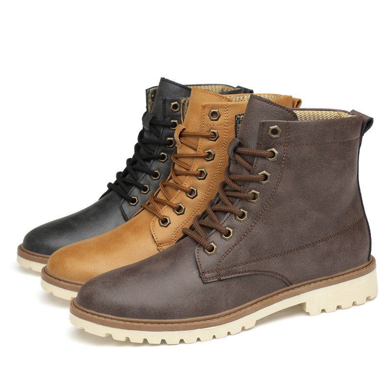 Men's leather British Martin high boots. Fashionable looking with good material.