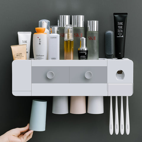 Bathroom Wall-mounted Magnetic Toothbrush Rack Automatic Toothpaste Extrusion