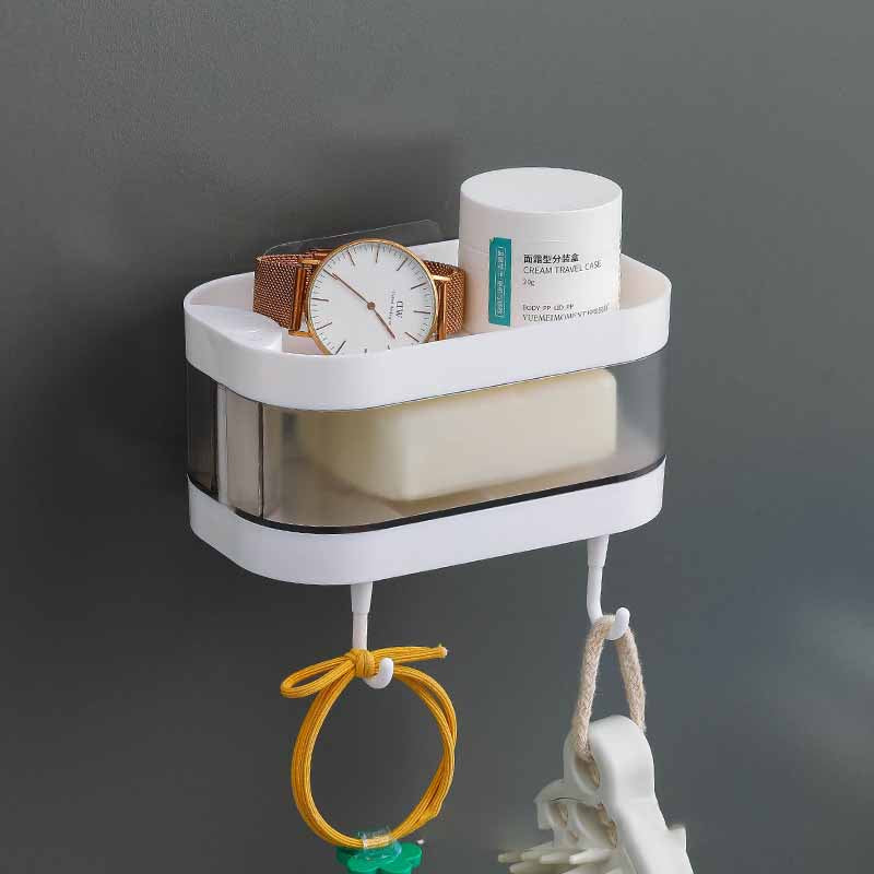 Bathroom Soap Box Wall-mounted Multi-layer Soap Box Toilet Rotatable Drain Soap Box Multifunctional Toiletry Rack Wall Shelf